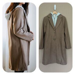 {Hem & Thread} Hooded Trench Coat in Brown & Grey - Womens Small - NWT
